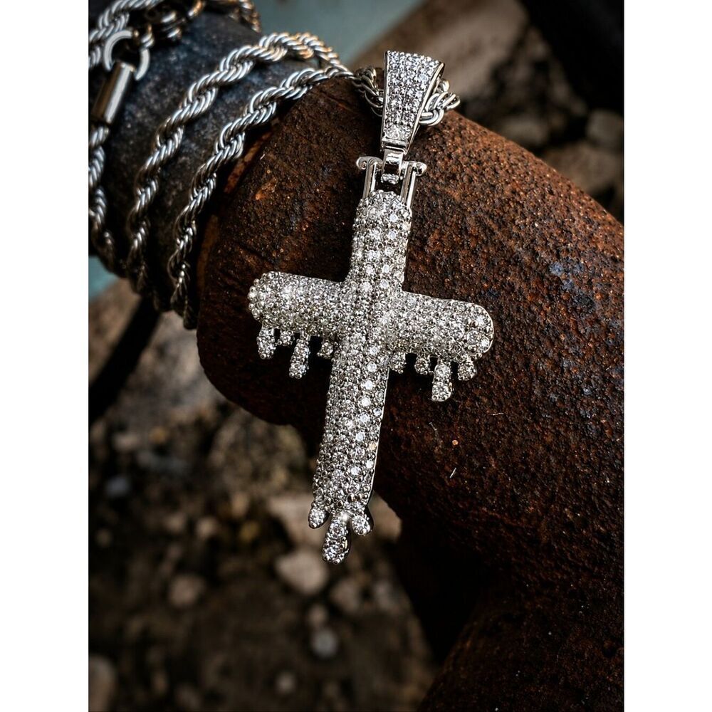 Silver Cross Drip Necklace